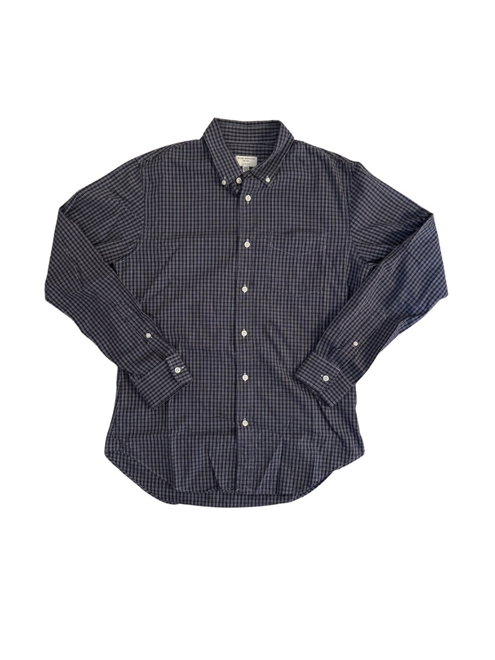 Club Monaco Men’s Blue and White Checkered Shirt